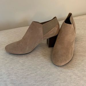 Tan suede booties with heel